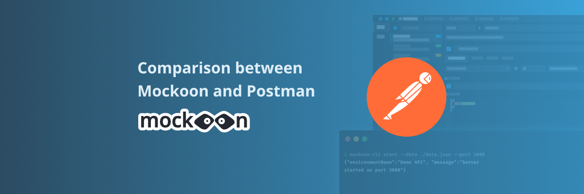 Mockoon and Postman logos side by side