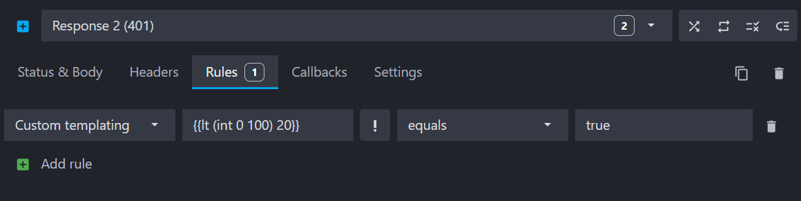 view of the rule interface