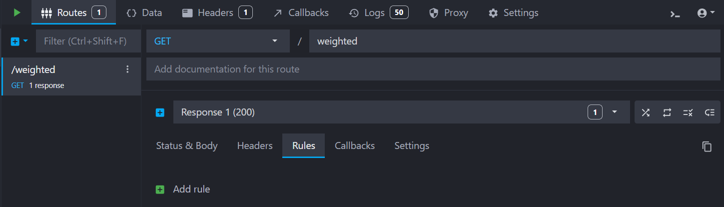new HTTP GET route showing the path /weighted